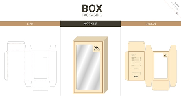 Box packaging and mockup die cut template