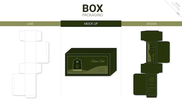 Box packaging and mockup die cut template