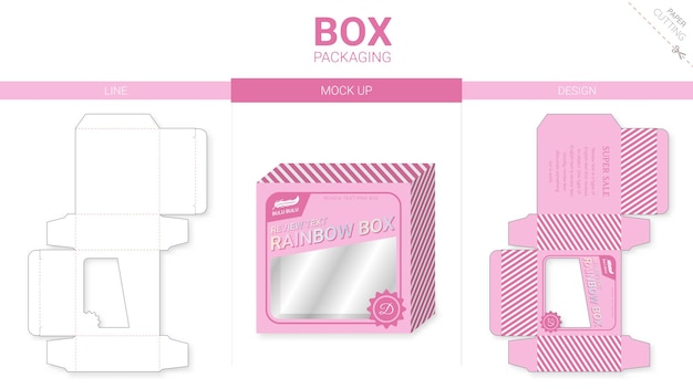 Box packaging and mockup die cut template