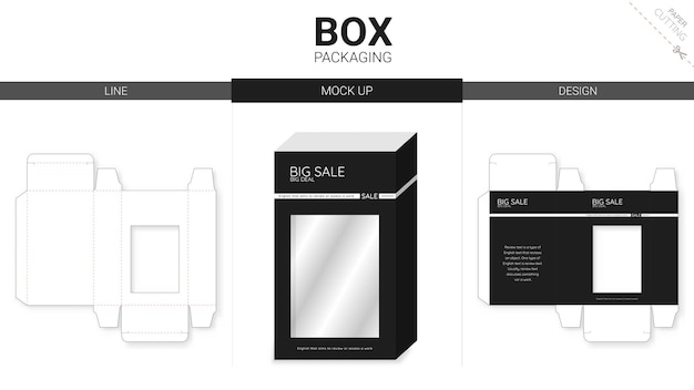 Box packaging and mockup die cut template