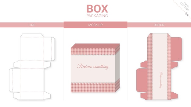 Box packaging and mockup die cut template