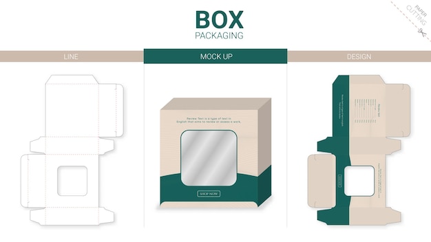 Box packaging and mockup die cut template