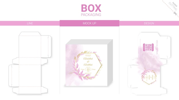 Box packaging and mockup die cut template