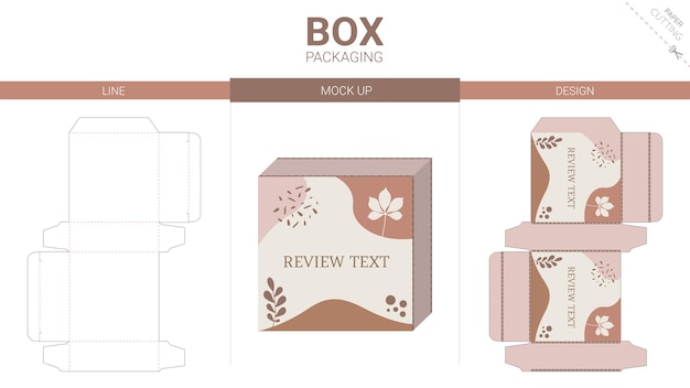 Box packaging and mockup die cut template