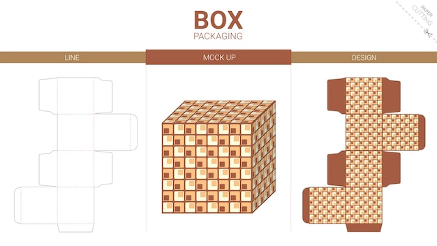 Imballaggio della scatola e modello fustellato mockup