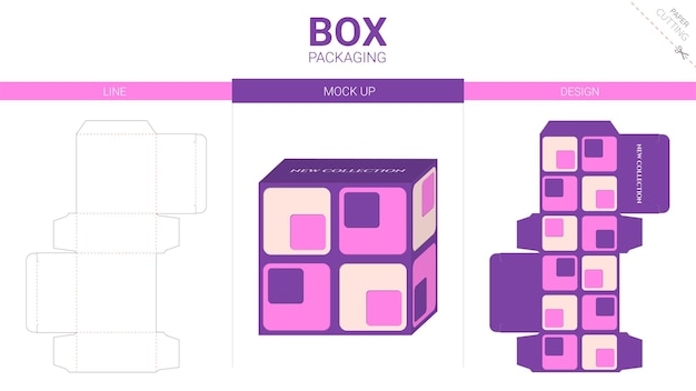 box packaging and mockup die cut template