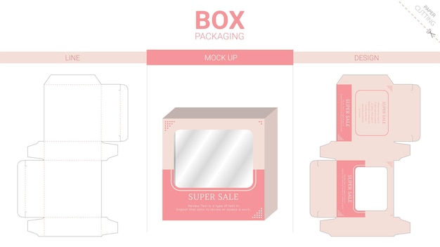 Vector box packaging and mockup die cut template