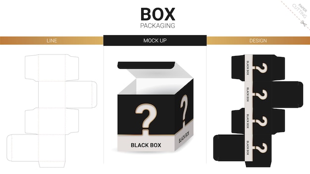 Box packaging and mockup die cut template