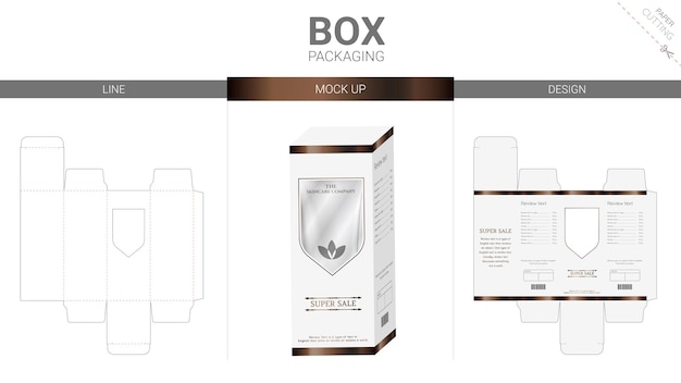 Box packaging and mockup die cut template