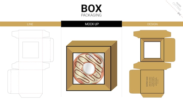 Box packaging and mockup die cut template