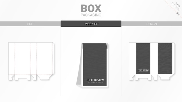 Box packaging and mockup die cut template