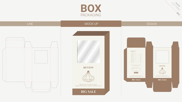 Коробка упаковки и макета высечки шаблона