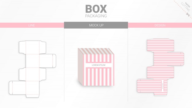 Box packaging and mockup die cut