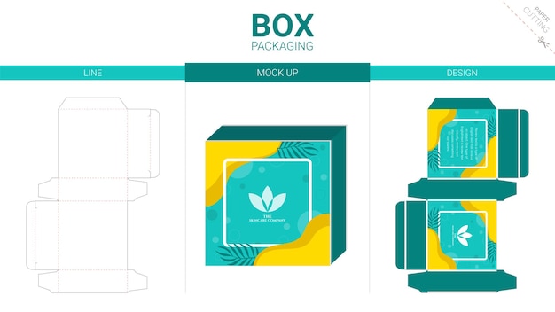 Box packaging summer and mockup die cut template
