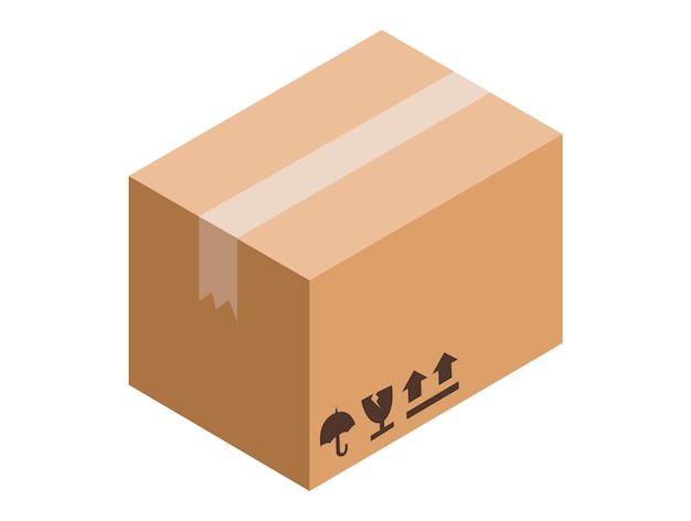 Box packaging on white background Isometric