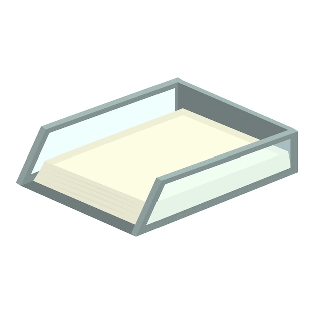 Vector box paper tray icon cartoon vector case empty file equipment stack