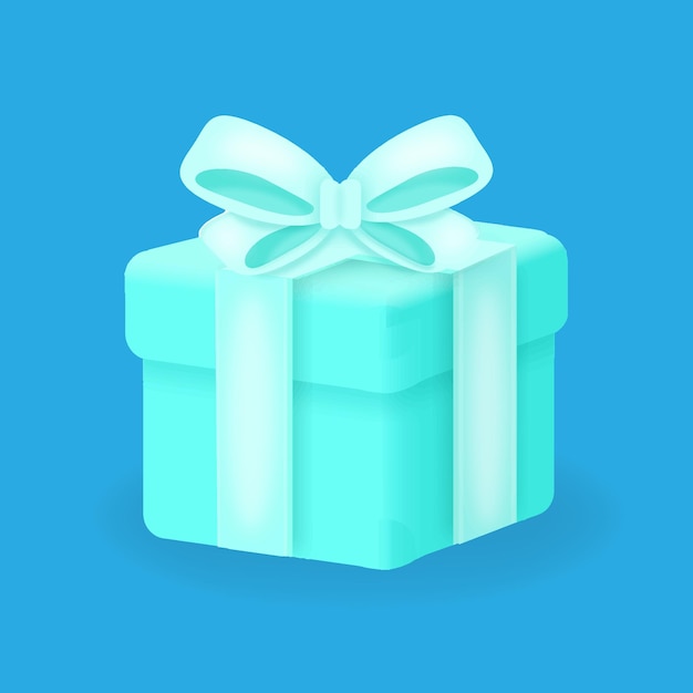 ボックスの現実的なデザイン青い背景にリボンが付いた3d青いギフトボックスウェブアプリのベクトル図の休日の驚きのためのボックスの3dレンダリング