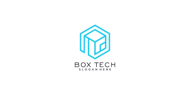 Box tech logo-ontwerp met modern concept