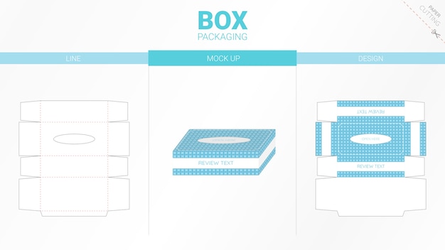 Box tissue packaging and die cut template