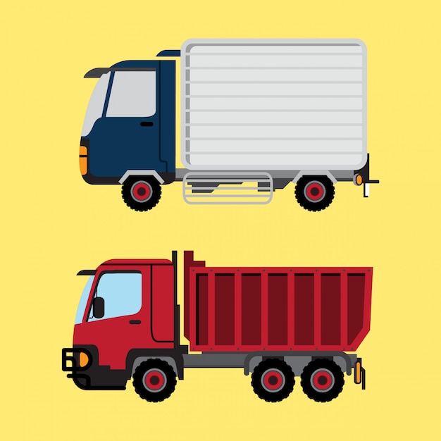 Box truck and red truck