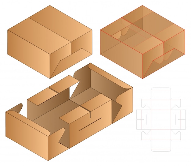 Box verpakking gestanst sjabloonontwerp.