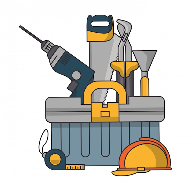 Vector box with construction tools