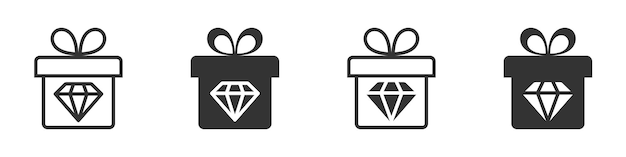 Box with diamond icon Present gift box icon Vector illustration