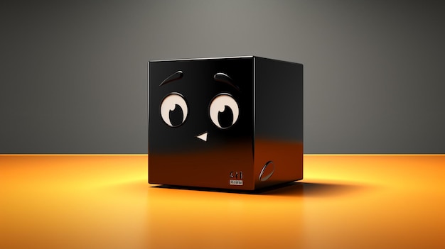 Vector a box with eyes and a face on it is on a table