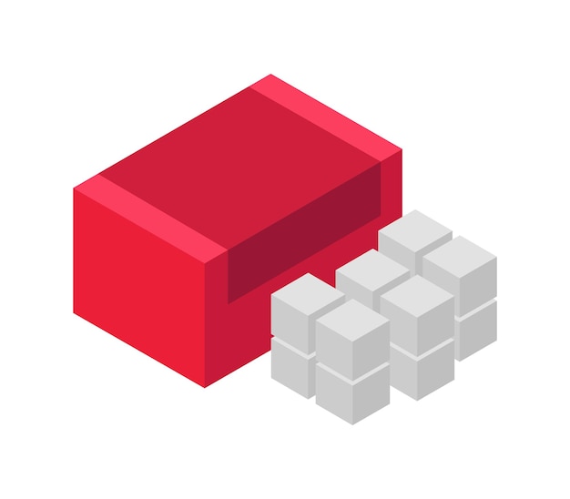 Vector box with isometric sugar cubes