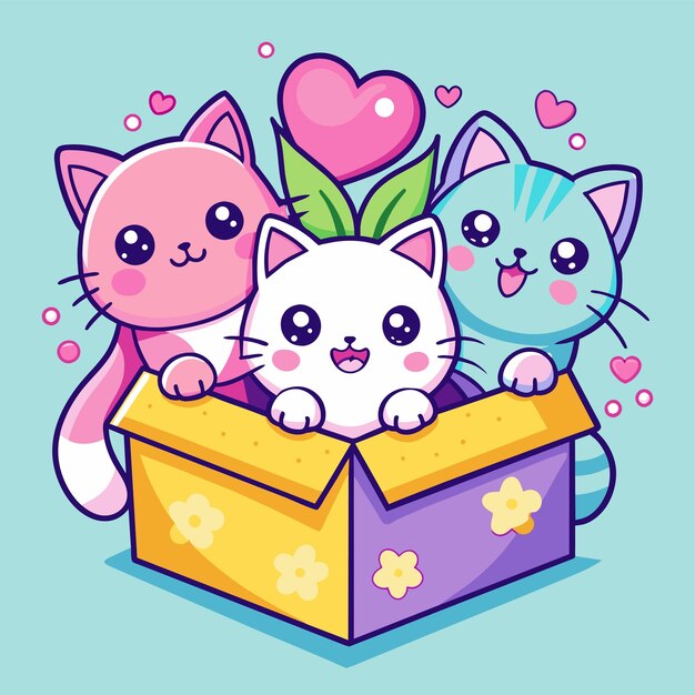 Vector a box with a kitten and a heart on it