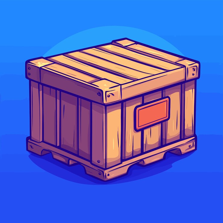 Vector a box with a label that says  the word  on it