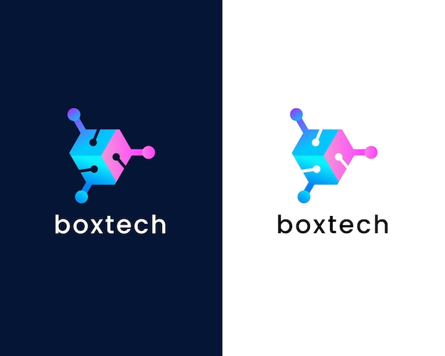 box with tech logo design template