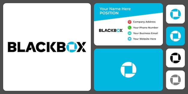 Box wordmark logo design with business card template.