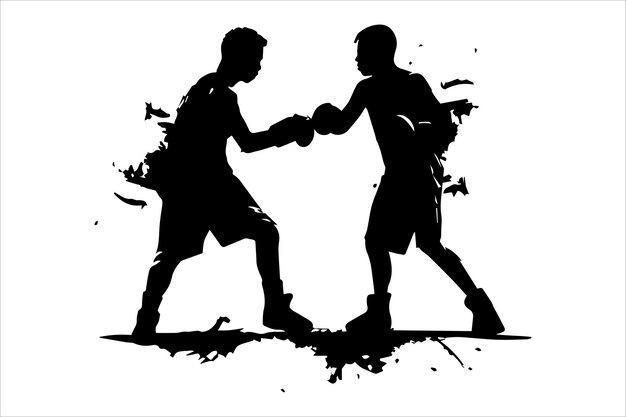 Vector boxer black and white silhouette black and white silhouette boxing gloves clipart