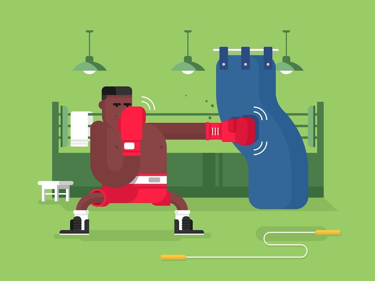 Vector boxer cartoon character
