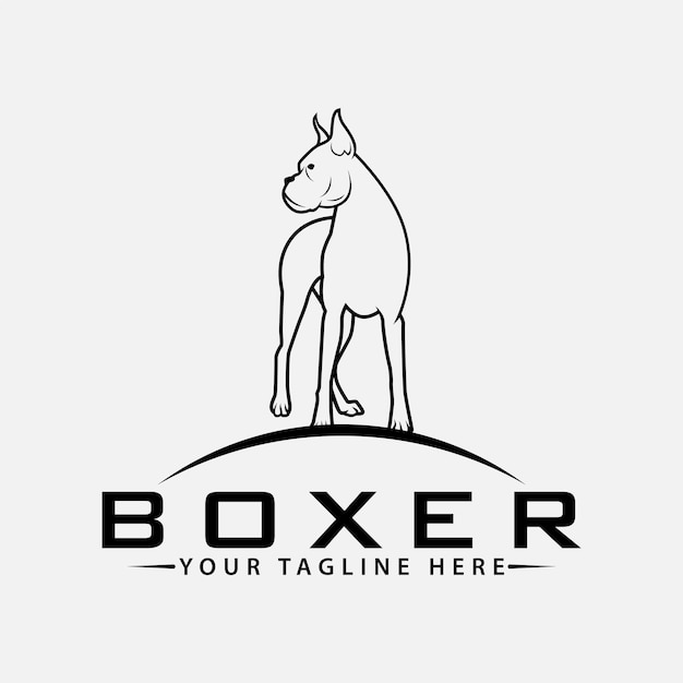 Boxer dog line art  template