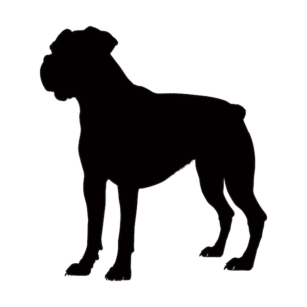 Boxer dog silhouette isolated on a white background Vector illustration