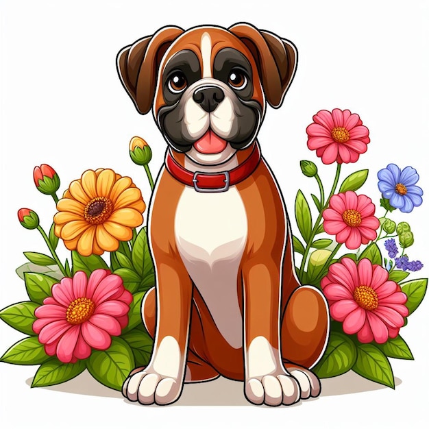Vettore cane boxer vector illustrazione di cartoni animati