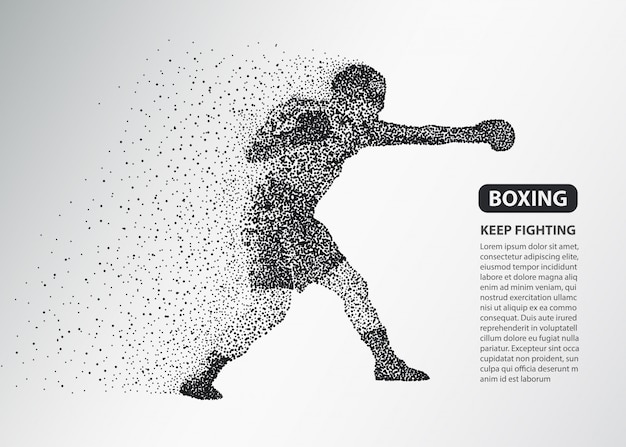 Boxer dots silhouette, boxing fighter banner