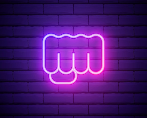 Boxer fist punch neon light sign vector glowing bright icon boxer fist punch sign bright symbol illustration isolated ob brick wall background