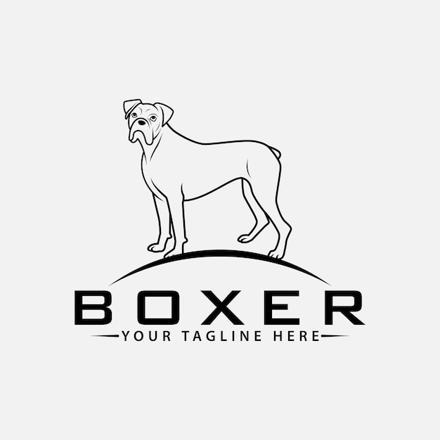 Boxer hond lijntekeningen sjabloon