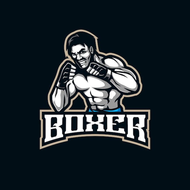 Boxer mascot logo design vector with modern illustration concept style for badge emblem and t shirt printing Angry boxer illustration