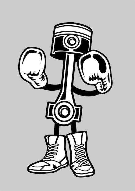 Boxer Piston Cartoon Character