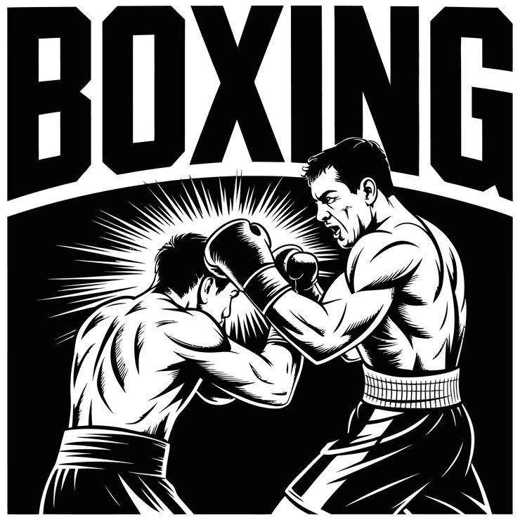 Vector boxer in punching stance