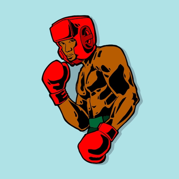 боксер в красных боксерских перчатках