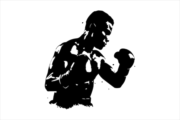 Boxer zwart en wit silhouet zwart en blank silhouet bokshandschoenen clipart