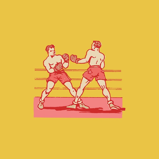 Boxers fighting vintage illustration