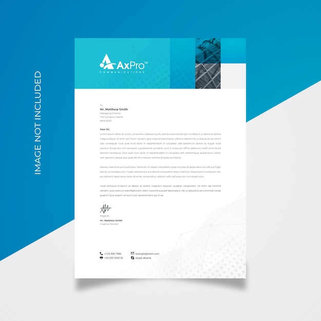 Boxes letterhead with blue accent