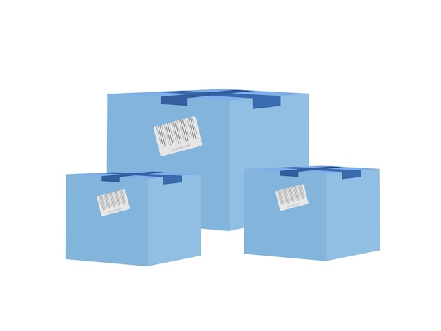 Boxes with barcodes for preparation for moving, inventory control, warehouse box isolated