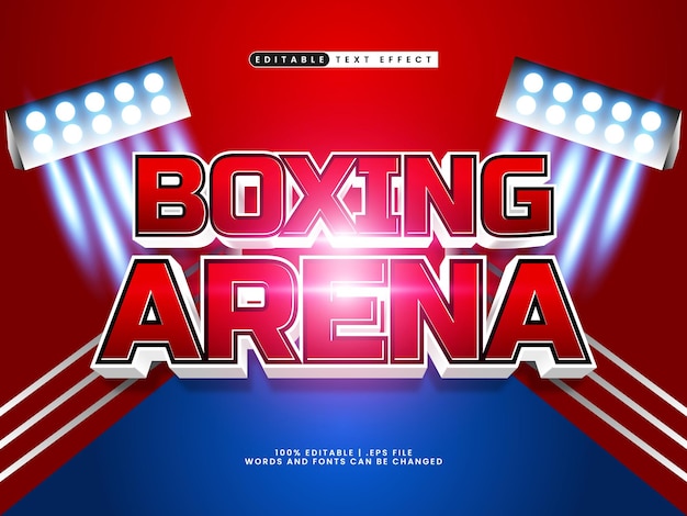 Vettore stile di effetto di testo modificabile dell'arena di boxe